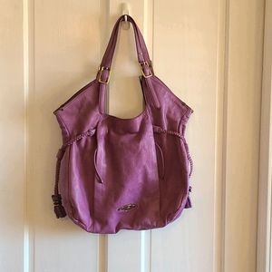 Elliott Lucca lilac distressed leather purse